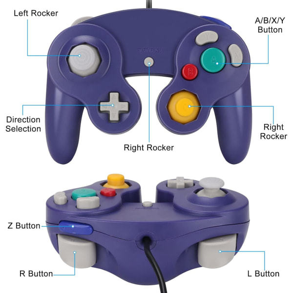 Gamecube-kontroll, 2-pack med klassiska spelkontroller med vibrationsjoystick