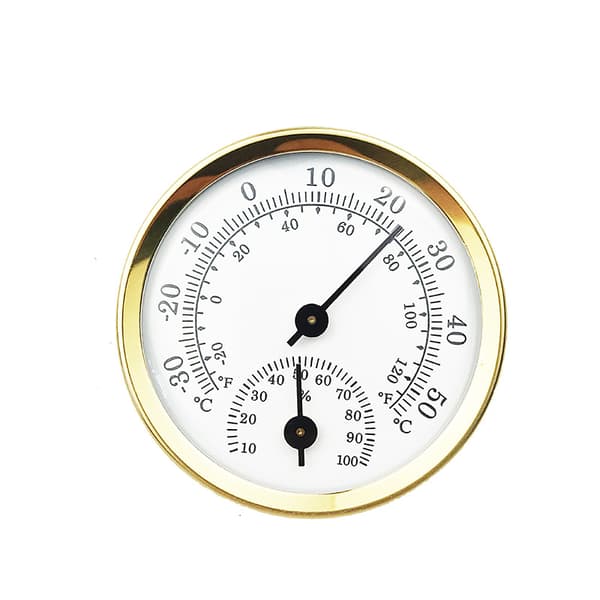 Analogt hygrometer temperaturmåler innendørs termometer gull