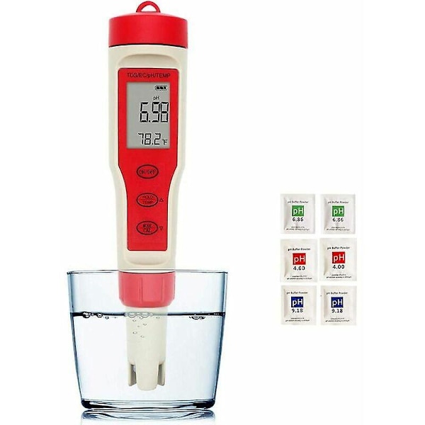 pH-mätare, Konduktivitetsmätare pH/tds/ec/temperatur Hög noggrannhet Automatisk kalibrering Digital För simbassänger Dricksvatten Akvarier