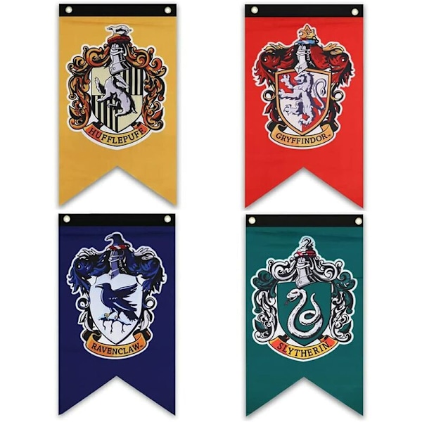 Harry Potter Gryffindor, Slytherin, Hufflepuff, Ravenclaw, Hus Banner Dobbelt Lag Vægdekoration til Indendørs Udendørs Fest