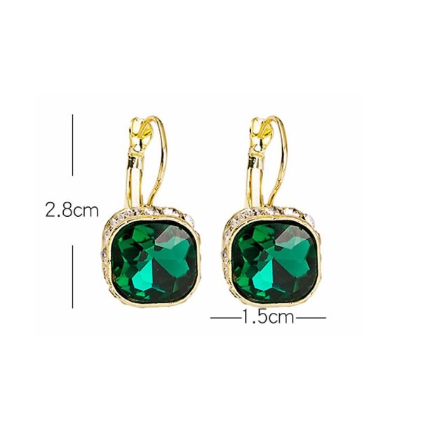 1 par kristallörhängen mode öronklämma chic öron spänne öra drop öra smycken (2.8x1.5cm, grön)