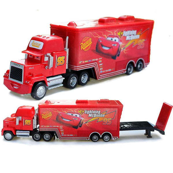 Elokuva-autot 2 3 Hahmoa Lightning McQueen & The King & Chick Hicks & Mack Truck Uncle Metal Diecast Leikkiautot Ajoneuvot Malli Lapsille Lahjoiksi - McQueen