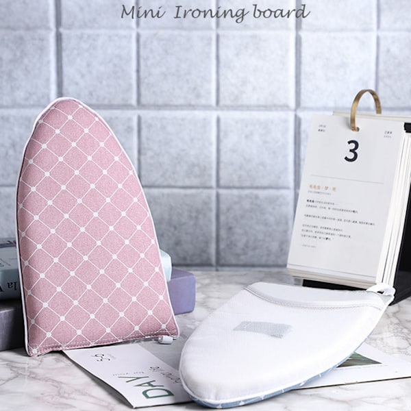 Mini Strykebrett Ermepute Bærbar Lite Strykebord Stativ Stryketilbehør Pink Grid