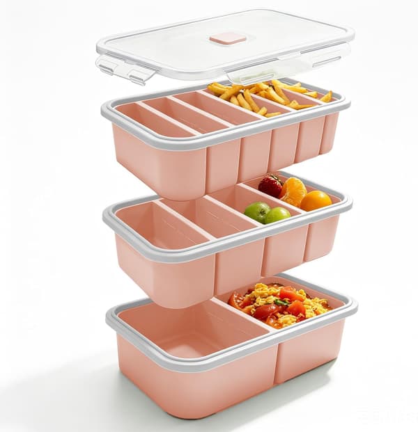 Souper Cubes Set med 3 silikonfrysfack med lock, 2/4/6 hål för soppbuljongsås isbitar pink