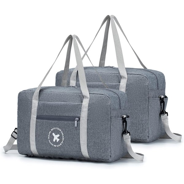 Hyttebagasje 40x20x25, Koffert, Sammenleggbar Flykabin Bag Hytte Koffert Bagasje Duffel Bag (2 stk) Grey