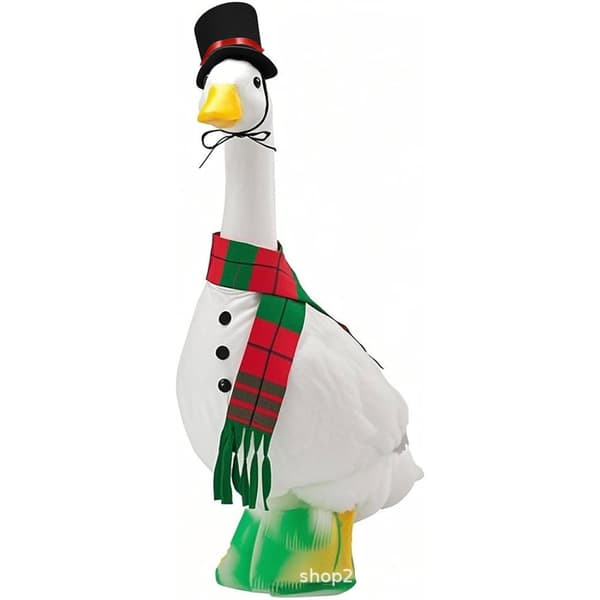 23 tommer jule-havefigur gås med ny vinterfrakke til veranda-julepynt Red socks with candy print