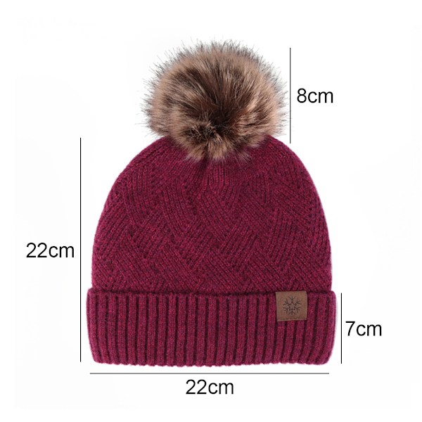 Hatt for kvinner og menn Vinterhatt for kvinner med mansjett Beanie Caps Varmt Ha Claret