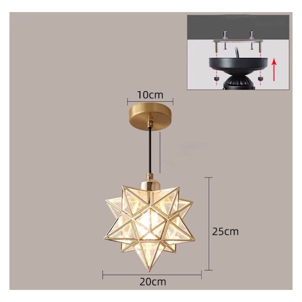 Moderni Moravian Star -kattokruunu, läpinäkyvä riippuva tähtilamppu, lämmin