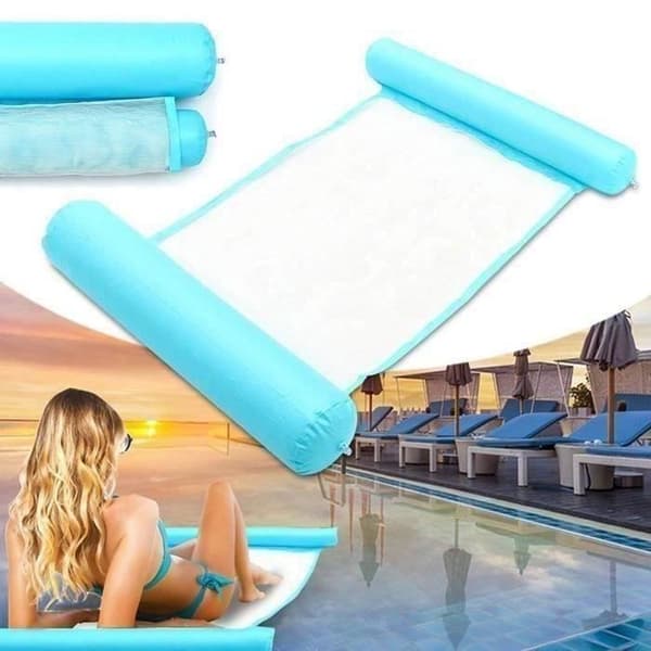 Inflatable Hammock for Pool, Water Pool Float, Inflatable Lounge Chair for Summer, Floating Pool Hammock for Adults (Blue) D01CFC