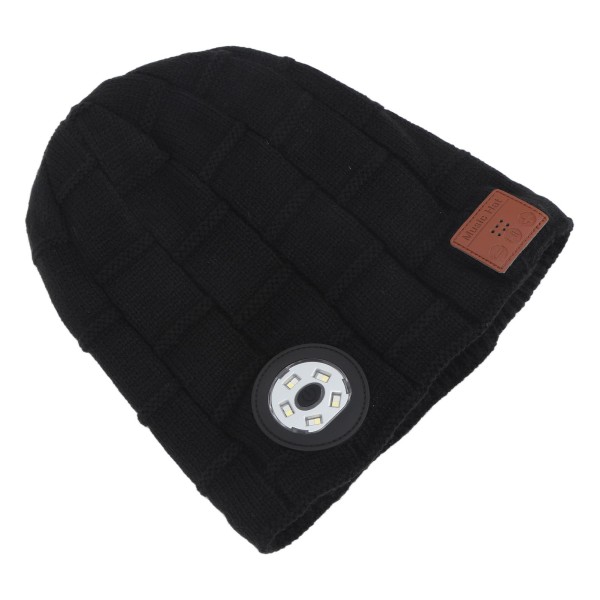 Beanie Music Light Hat BT Black USB Laddning Varmförbättrande foder Justerbar ljusstyrka Music Light Hat för camping