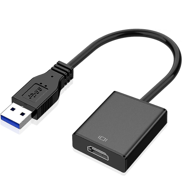 USB till HDMI-adapter, USB 3.0/2.0 till HDMI-ljudvideoadapter, HD 1080p videografikkabelkonverterare för PC, bärbar dator