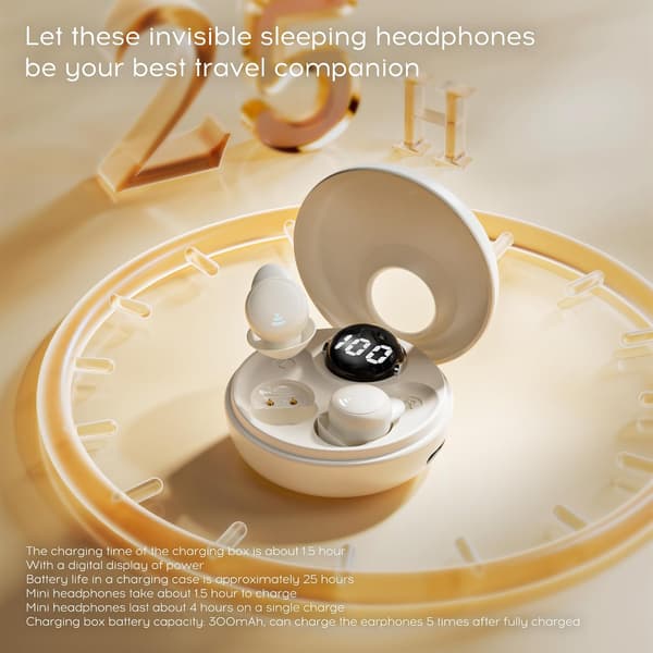 Sovehodetelefoner for sidesovere, mini usynlige trådløse Bluetooth 5.3 mikro soveørepropper beige Beige