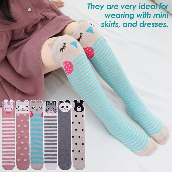 3-12 år gamle pigers knæhøje sokker børn søde skøre sjove dyremønster lange støvler sjove dyresokker