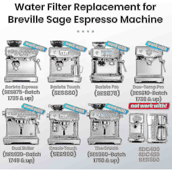 4-pak vandfilter til Sage kaffemaskine - Vandfilter til Sage Barista Express Pro Touch 2024-