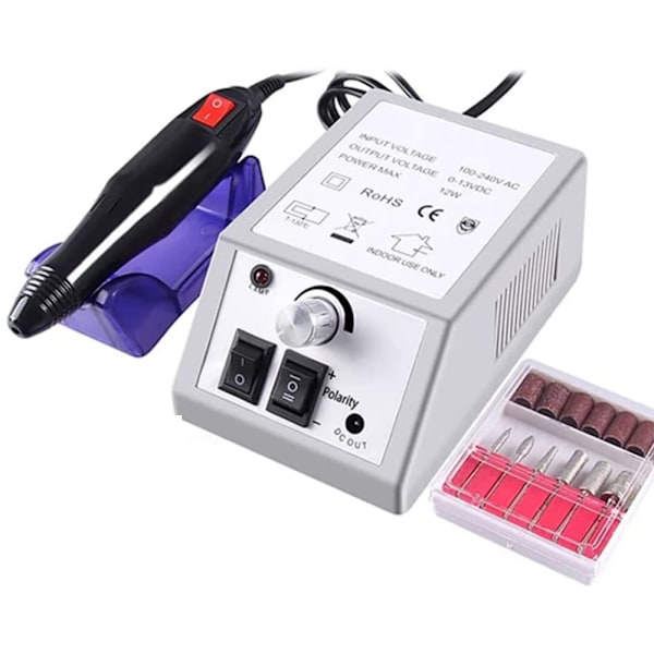 Elektrisk nagelfil, elektrisk manikyr nagelmaskin elektrisk manikyr och pedikyr nagelfil med 6 filhuvuden för salong + slipband