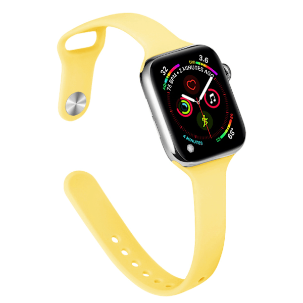 Sopii Apple Watch 38/40/41, 42/44/45/49mm erittäin ohut moderni silikonihihna, kapea rannekoru keltainen[ee] yellow 42/44/45/49mm