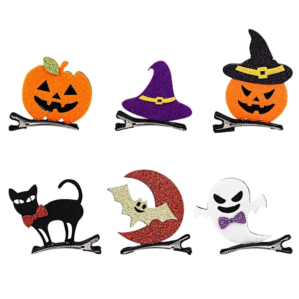 6 kpl Halloween-sarjakuvahiuspinnejä Kurpitsa GSLHOst Lepakko Kissa Hattu Hiuspinni Hiuspinnit Tytöt Lapset Söpö Pukeutumisjuhlat Tarvikkeet