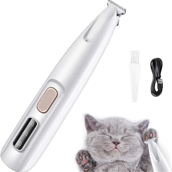 Silent Cordless Dog Clipper / Paw Trimmer with LED Light, Waterproof, Cordless