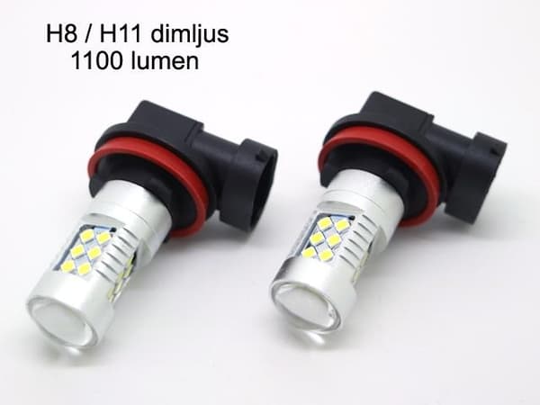 2 stk. Tåkelys H8 H11 LED-pærer 6000K 1100 lumen 12v - Perfekt silver