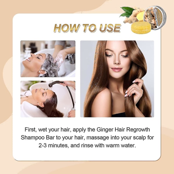 3st Ginger Hair Rerowth Shampoo Bar, Anti-håravfall Ginger Shampoo Tvål, Natural Organic Ginger Shampoo Bar, Främjar hårväxt Ginger Shampoo Soa