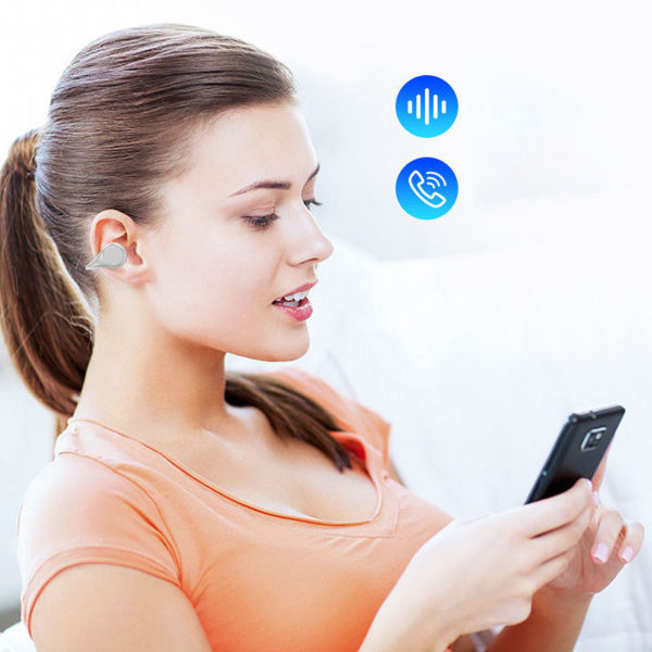 Øreklips Bluetooth-øretelefoner HiFi-lyd Open Ear trådløse øretelefoner med strømvisning til sport, løb, hvid