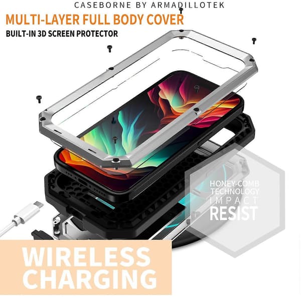 Skyvbart Kamera IP54 Liv Vanntett Holder Mobilskall Sølv Silv Silver For iPhone 15 Pro Max