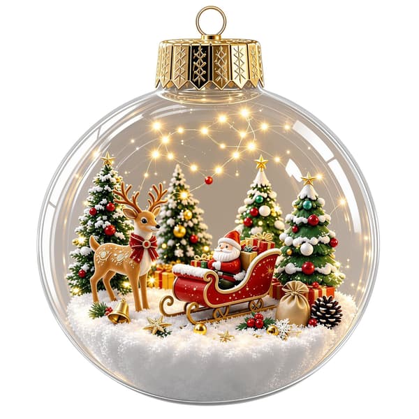 Lysande julkula i kristall 3D-snöglob transparent sfär julgransprydnad GJ924-05 Light-up model