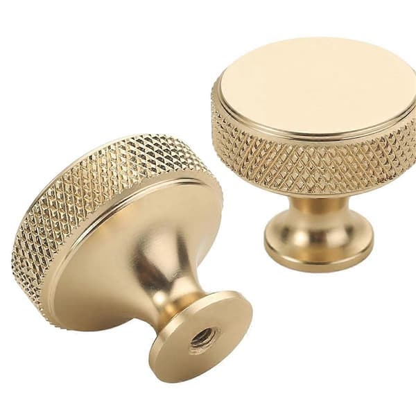 10-pack 3 cm Brushed Gold Cabinet Knobs Fluted Kitchen Cabinet Knobs Gold Drawer Knobs Round Dresser Knobs-Xin