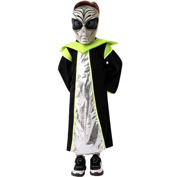 Halloween Alien Cosplay Kostume til Børn Sci-Fi Inspireret Performance Outfit Alien ET Gray Mask M