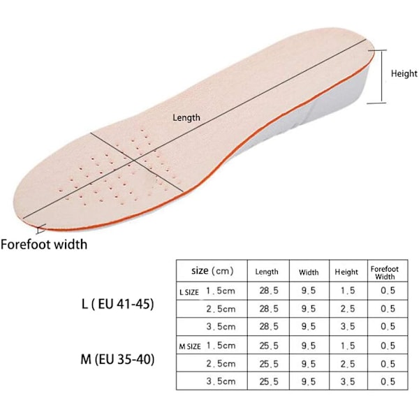 Höjdhöjande inläggssula 3,5 cm andningsbar helsko vadderad häl