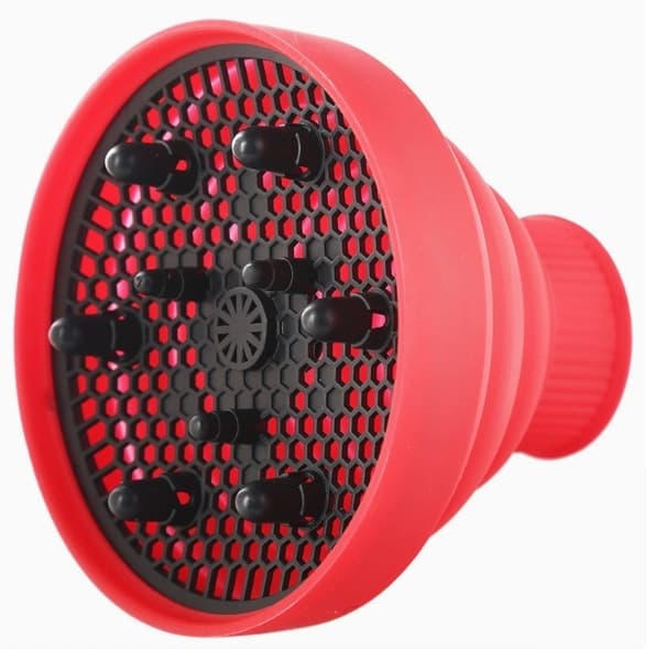 Universal Hårtørrer Diffuser Tilbehør - Foldbar Bonnet Hætte til Krøllet Hår Styling - Rød