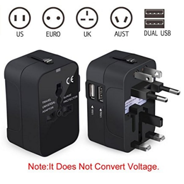 Bison 202 Dual USB 2.1A Universal Adapter - Universal for global use