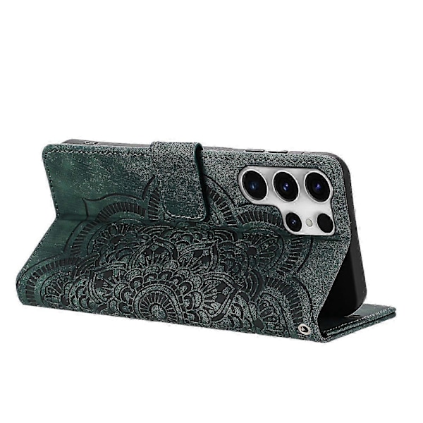 Frostat Läderfodral för Mandala Emed Retro Telefon Gree{ee} Green For Samsung Galaxy S23 Ultra 5G