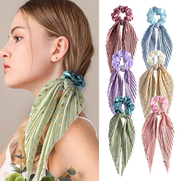 Håndlavet Vintage Flæse Hår Scrunchie, Retro Bånd Hestehale Elastik Hårbånd til Kvinder og Piger Beige