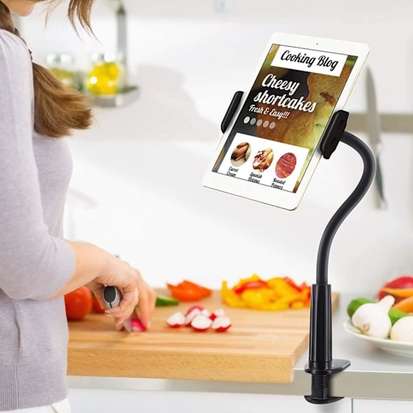 Joutsenkaula Tablet-teline, Tablet-jalusta sängylle, Joutsenkaula Asennettu Joustava Varsi 360 Klipsi{EE}