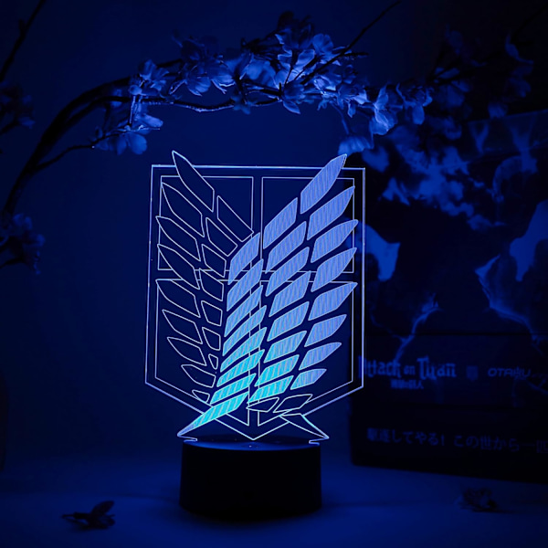 Scout Regiment Symbol Otaku Lampe – Attack on Titan – Anime Lampe Figur Natlampe, 16 Farver RGB LED – Fjernbetjening