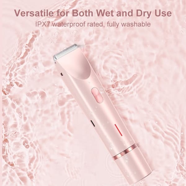 2-i-1 Bikini Trimmer Elektrisk Barbermaskine til Kvinder, Vandtæt, Hårfjerning til Barbering af Ben, Arme, Armhuler, Ansigt Pink, Dobbelt Hoved, Type-C blue