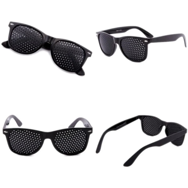 Sæt med 2 stenopeiske briller / sorte stenopeiske briller til øjentræning til afslapning af stenopeiske briller mesh med sammenklappelige stænger.