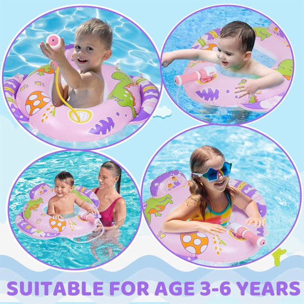 Oppustelig baby med sæde og vandpistol til svømning til 1-4 år (med håndpumpe)