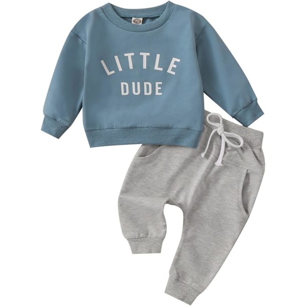 born Baby Boy Fall Clothes Long Sleeve Round Neck Letter Print Sweatshirt Top Long Pants Cute Toddler Winter Clothes