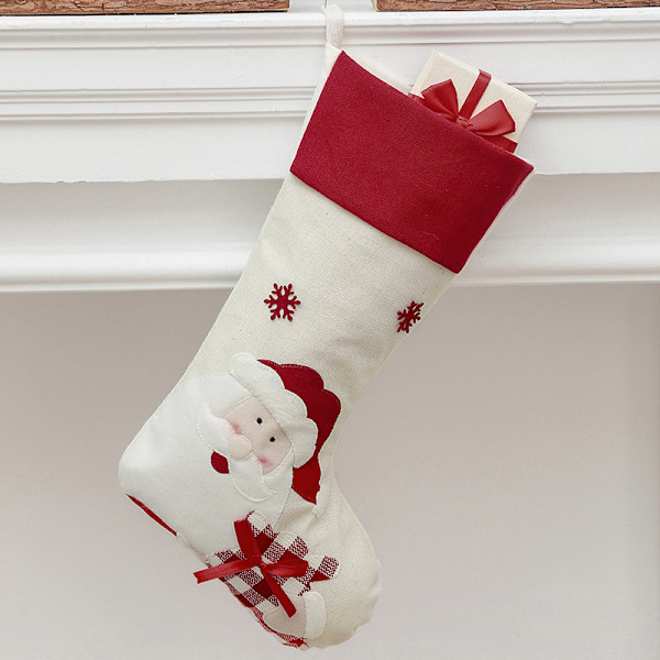 Julstrumpor Set 4 st Julstrumpa Tomte Snögubbe Strump Hållare Ornament Presentpåsar för Familj Träd Festtillbehör