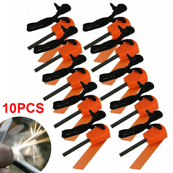 10x Fire Starter Flint Steel Striker Survival Kit Ferro Rod Udendørs Camping Værktøj