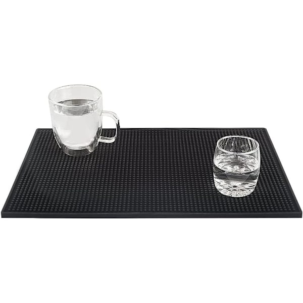2-pak sorte gummibarmåtter, 46 x 30,5 cm - gummibarmåtte, spildmåtte, perfekt gave til far, søn, mand, fars dag