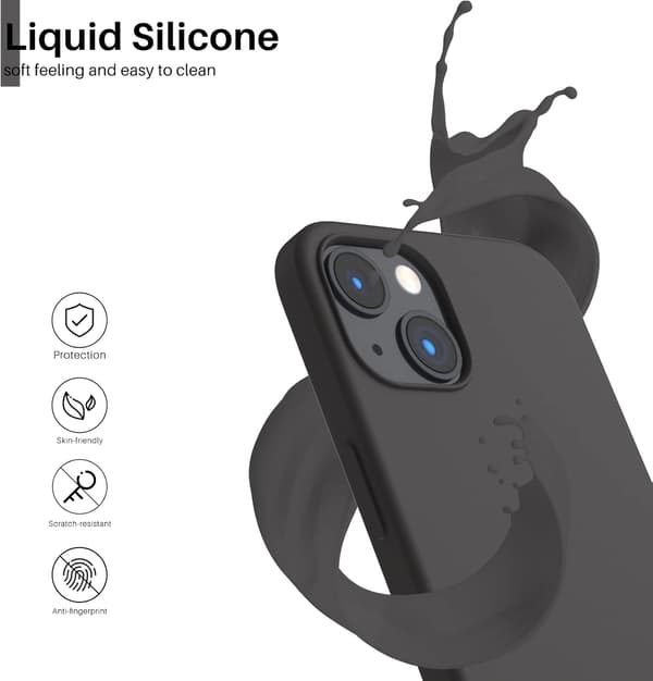 iPhone 13 Case, Liquid Silicone Case for 6.1 inch iPhone 13, Ultra-thin Case, Full Coverage Shockproof Protective Soft Case Space Gray
