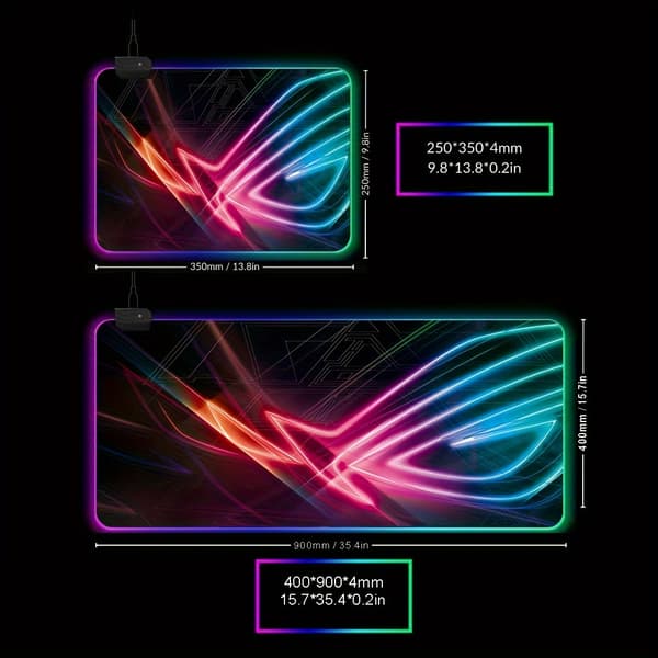 Gaming LED Lysende Musematte, RGB Tastaturmatte, Sklisikker Musematte, Datatilbehør 400*900*4mm