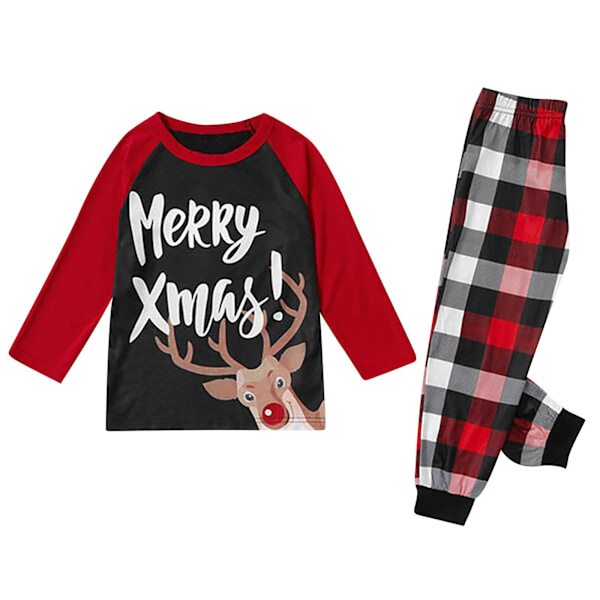 Christmas Pajamas Matching Set Cartoon Adult Kids Clothes Top + Striped Pants Xmas Sleep Wear