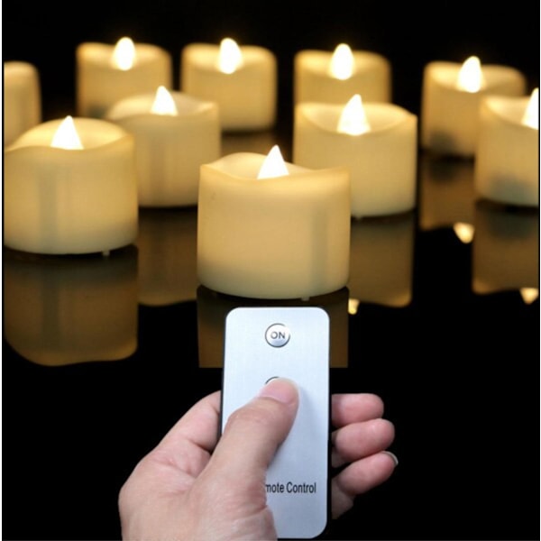 12-pack LED-lampor med fjärrkontroll{F2} white