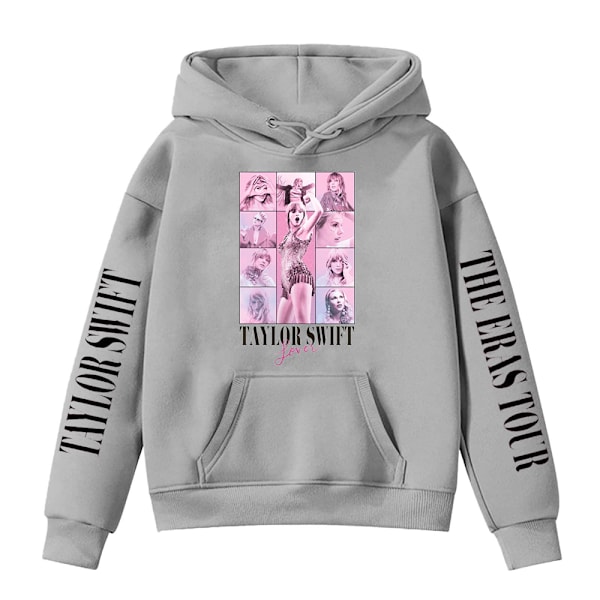 Pige Taylor Swift Hoodie Sweatshirt Casual Langærmet Sød Trøje Med Lomme Børne Vintertøj Grå Grey 150 cm