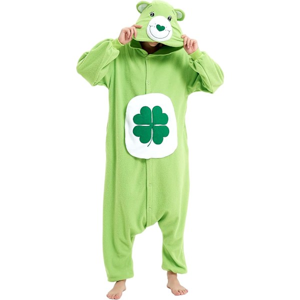 Unisex Aikuisten Sarjakuva-asu Halloween Joulu Yöasut Haalari Onesie Pehmo Cosplay Pyjama Vihreä Karhu S