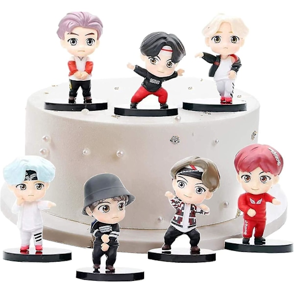 7 stk. BTS kagepynt stående position figursæt af actionfigurer legetøj kagepynt til BTS fødselsdagsfest tilbehør - -